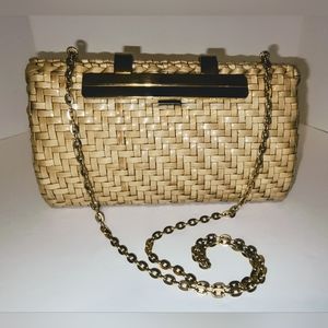 Vintage Exclusively Ronora Hong Kong Lacquered Natural Rattan Woven Clutch